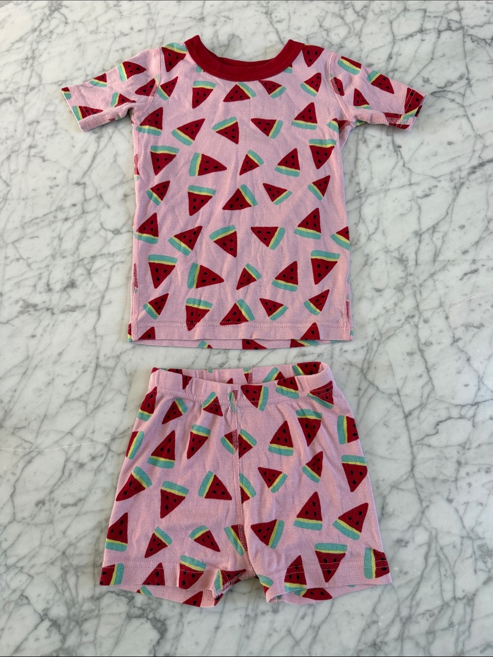 Hanna Andersson Sz 5T Pink Watermelon Print Pajama Set Shortie